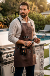 Delantal con soporte de bebida (BBQ)