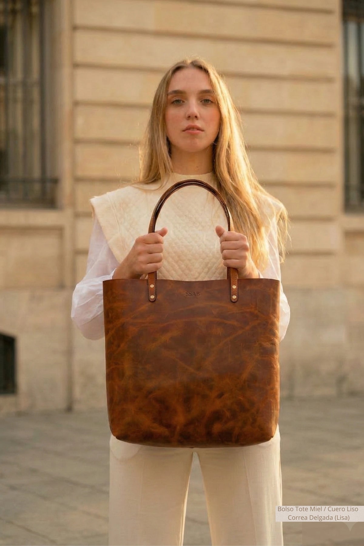 Bolso Tote Cuero Liso